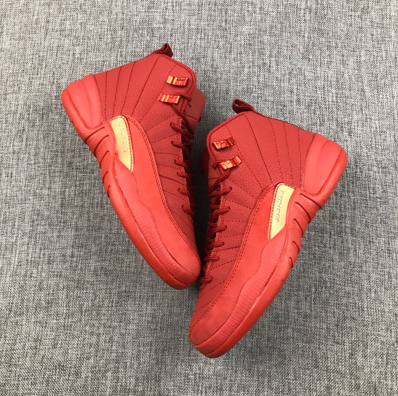 New Air Jordan 12 High All Red Shoes - Click Image to Close